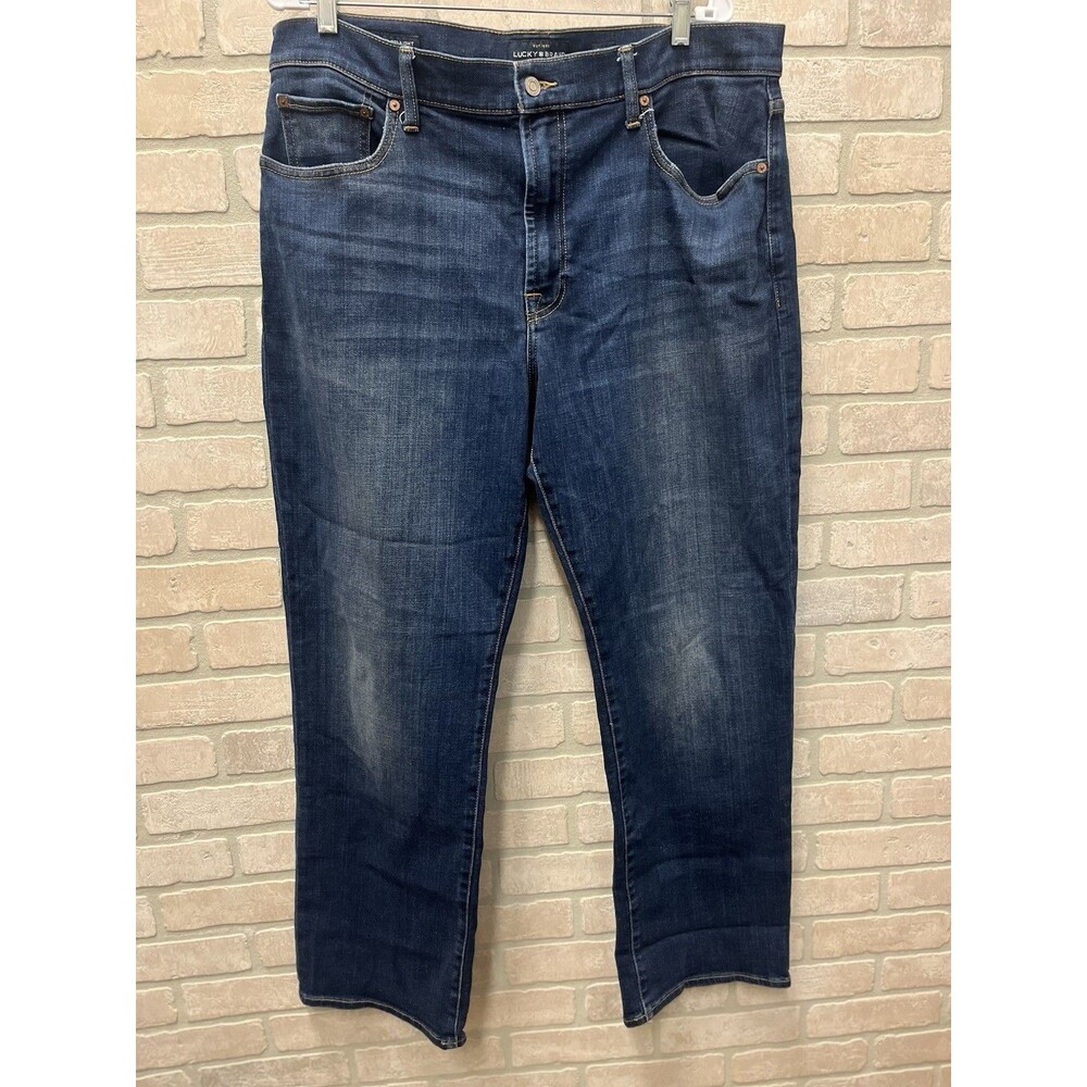 Lucky Brand Mens 38x32 Jeans 181 Relaxed Straight Blue Denim Pockets Medium